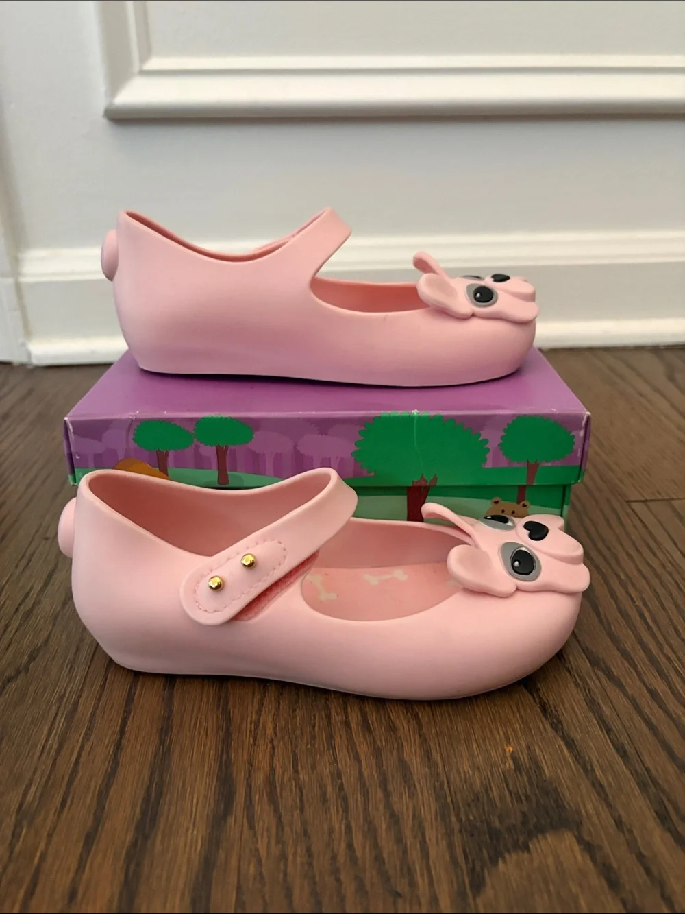 Mini Melissa Pink Dog-Face Mary Jane Shoes
